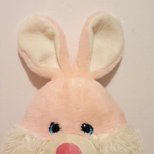 HugFun Bunny Rabbit Pink Plush Stuffed Toy Easter Animal Purple Bow 22" - Picture 7 of 16