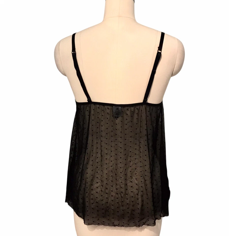 Y2K Rampage Lace Babydoll Cami Top Coquette Fairy Grunge Bow Sheer Sz L - Image 4 of 4