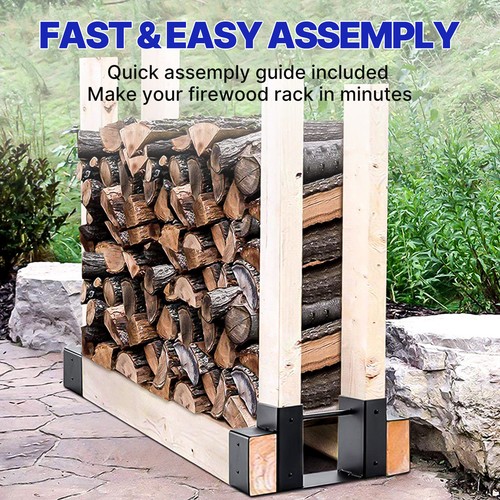 Outdoor Firewood Rack Bracket Kit Log Stacking Stand Holder Log Storage Rack Set - Picture 2 of 15