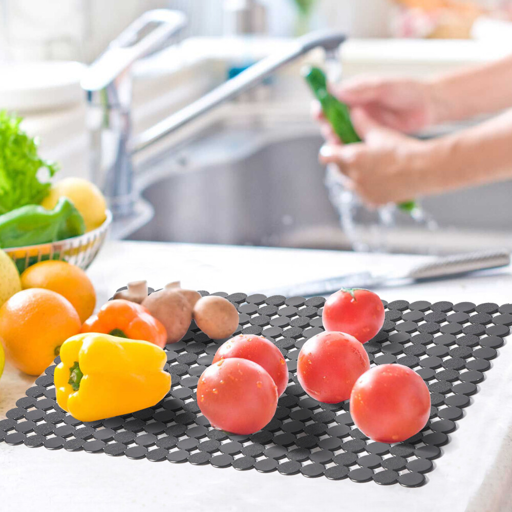 2x Adjustable Kitchen Sink Mats PVC Saddle Protectors 16"x12" NonSlip