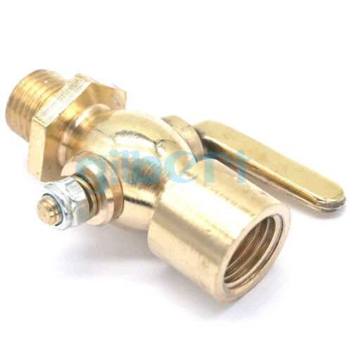 1/4"-1/2" BSP M14-M20 Male-Female Brass Drain Petcock Shut Off Valve Fuel Gas - Picture 6 of 27