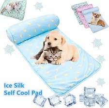 Summer Dog Cooling Mat Ice Silk Self Cooling Cat Bed Pad with Pillow Washable