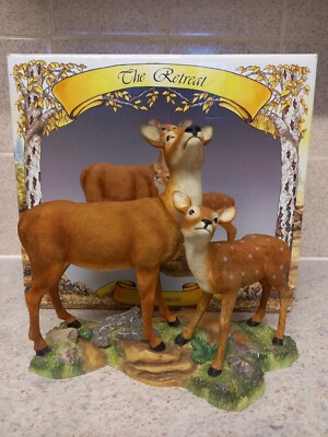 Vintage 90er Leonardo Collection Retreat Reh & Rehkitz Figur & OVP
