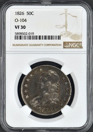 1826 50C O-104 VF30 NGC Bust Half Dollar Coingiants