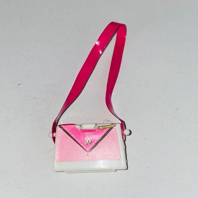 Barbie Toy Miniature Doll Sized Pink White Shoulder Bag Purse