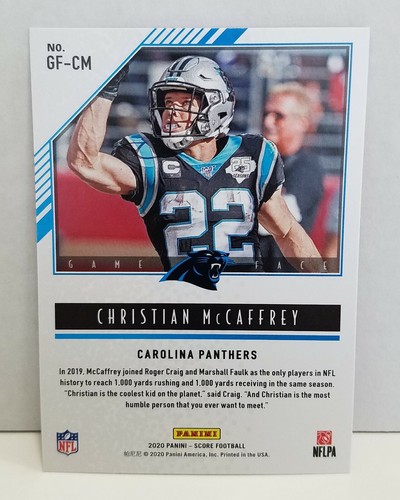 2020 Score Christian McCaffrey Game Face Red Parallel #GF-CM Carolina Panthers - Picture 2 of 2