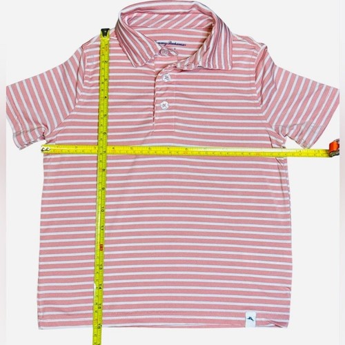 Tommy Bahama Active Short Sleeve Polo Little Boys Size 4 Pink White Stripes - Picture 4 of 5