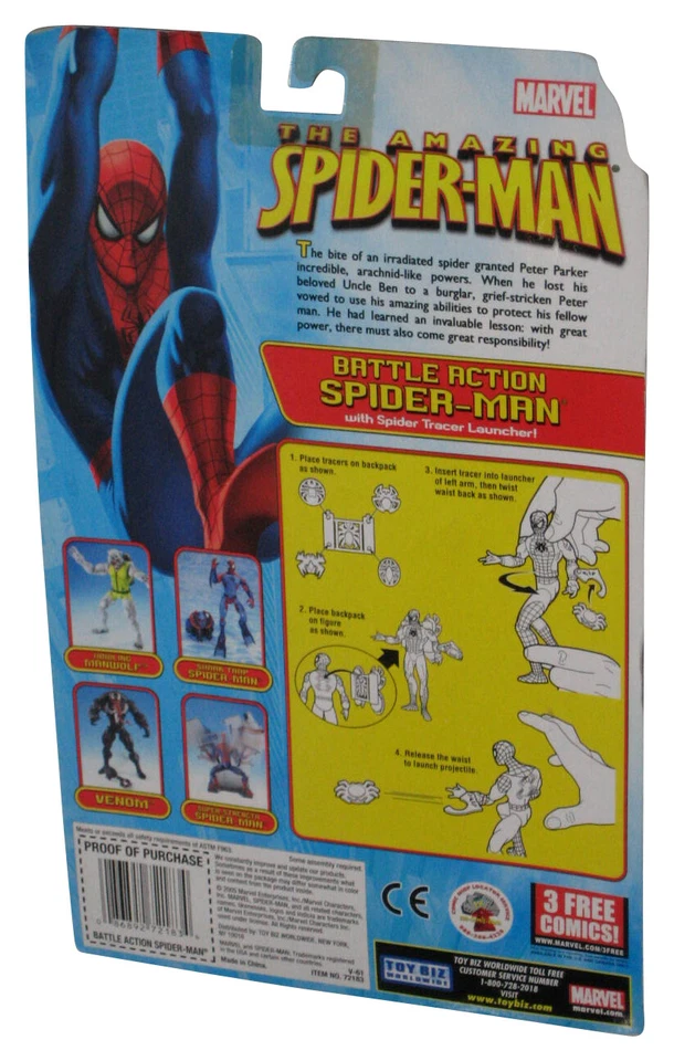 Marvel Amazing Spider-Man (2005) Toy Biz Battle Figure w/ Spider Tracer Launcher - Изображение 3 из 3
