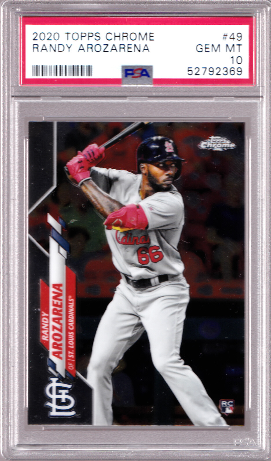 Randy Arozarena Cardinals Rays Rookie 2020 Topps Chrome #49 PSA 10 Gem Mint RC