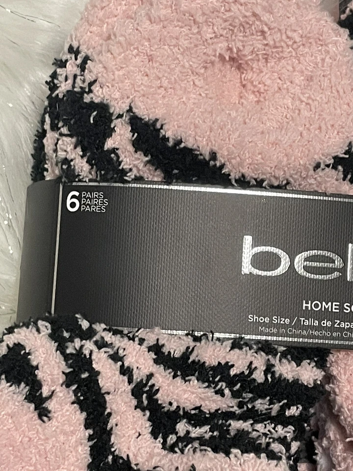 bebe logo 6 pares de calcetines caseros, rosa negro, talla (4-10) #137A Foto 3 de 4