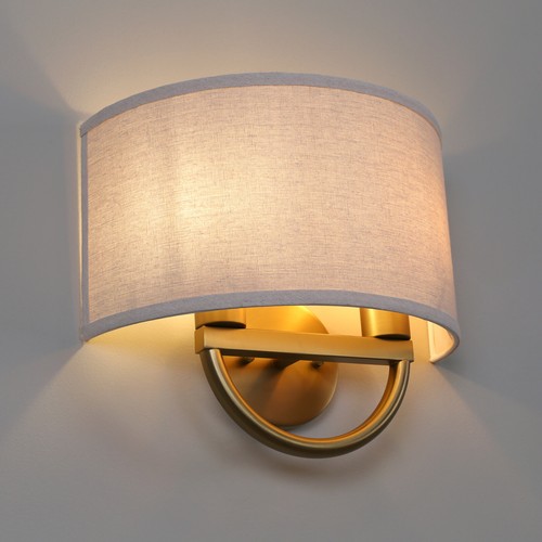 Vintage Wall Sconce Indoor 2-Light Semi Circle Fabric Shade Bedroom Bedside Lamp - Picture 19 of 31