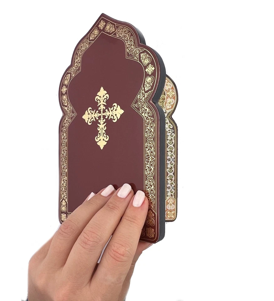 Icono Católico Ortodoxo Díptico Virgen de Vladimir Cristo El Maestro Religioso Foto 3 de 4