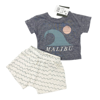 Grayson Mini Baby Boy Size NB Set/Outfit 'Malibu' Short Sleeve & Shorts Multi