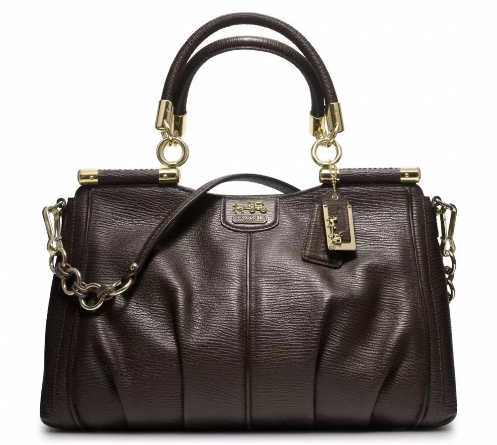 NWT COACH MADISON PINNACLE TEXTURED LEATHER CARRIE 21503 Brass/Espresso  Brown | eBay