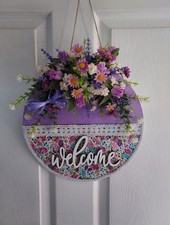 Welcome Wreath, Door Decoration Sign, Spring  Summer