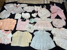 Lot Of Vintage Baby Girl Clothes Hand Knitted Pieces, Booties, Hats Take A Look