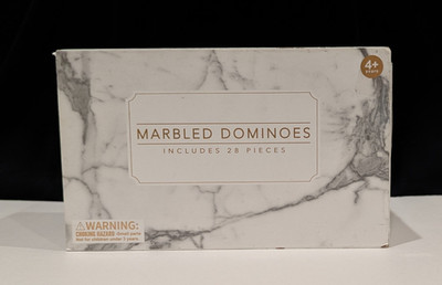 ECCOLO White Marbled Dominoes, Set of 28 Pc & Storage Box, Size 3'' 2024 Age 4+