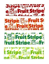 Lot of 4 Vintage Fruit Stripe Gum Wrappers ~ Red, Orange, Green & Lime