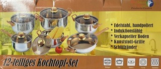 12 teiliges Edelstahl KochTopf Bratpfanne Set First Cuisine 16 24cm Handpoliert