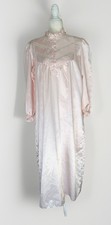 Vintage Komar Modest Prairie Style Nightgown Pink Satin SZ Large Cottage Core
