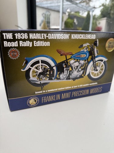 Franklin mint 1936 vintage Harley Davidson knucklehead 1-10 die cast model bike - Picture 14 of 21