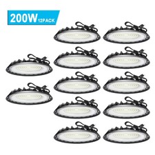 12Pcs 200W UFO LED High Bay Light Commercial Industrial Garage Led Shop Lights