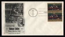 #1335 5c Thomas Eakins, Fleetwood-Sealed Flap H/C FDC **ANY 5=FREE SHIPPING**
