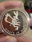 1990 Warner Bros. Bugs Bunny 50th Bday "What's Up Doc?" 1 oz Proof-like Silver
