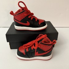 Toddler's Jordan 1 Mid Black/Fire Red-White DQ8425 060 Size 4c
