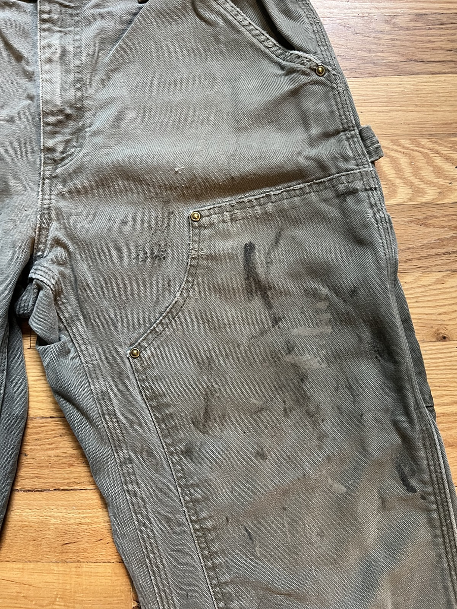 Carhartt B 136 MOS Green Double Knee Pants Size 32x30 Vintage