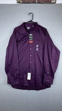 Van Heusen Dress Shirt Mens 17.5 34/35 XL Purple Regular Fit Stretch Long Sleeve