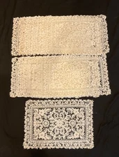 Vtg Antique Set/12  Venetian Needle Lace Floral POINTE de VENISE  Placemats