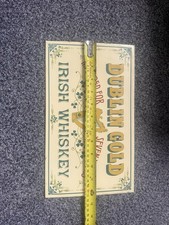 Rare Dublin Gold Irish Whisky Vintage Metal Enamelware Sign Pub Bar Man Cave