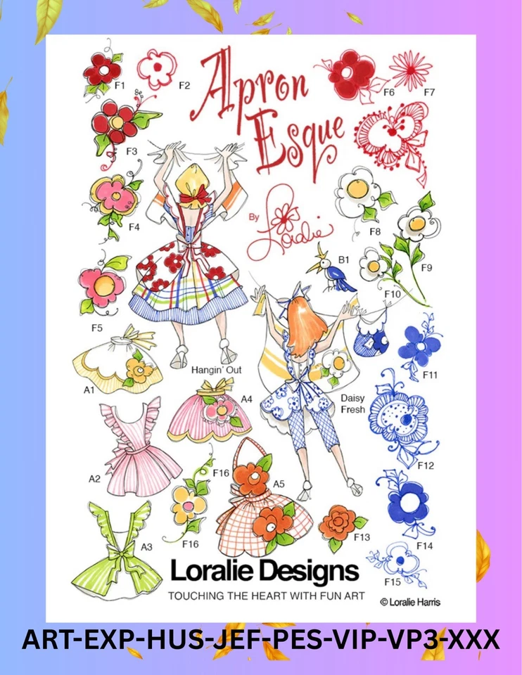 Loralie Designs Machine Embroidery Designs Apron Esque USB/FLASH DRIVE