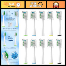 10-Pack Replacement Brush Heads for Sonic Electric Toothbrush, Soft Bristles, Co