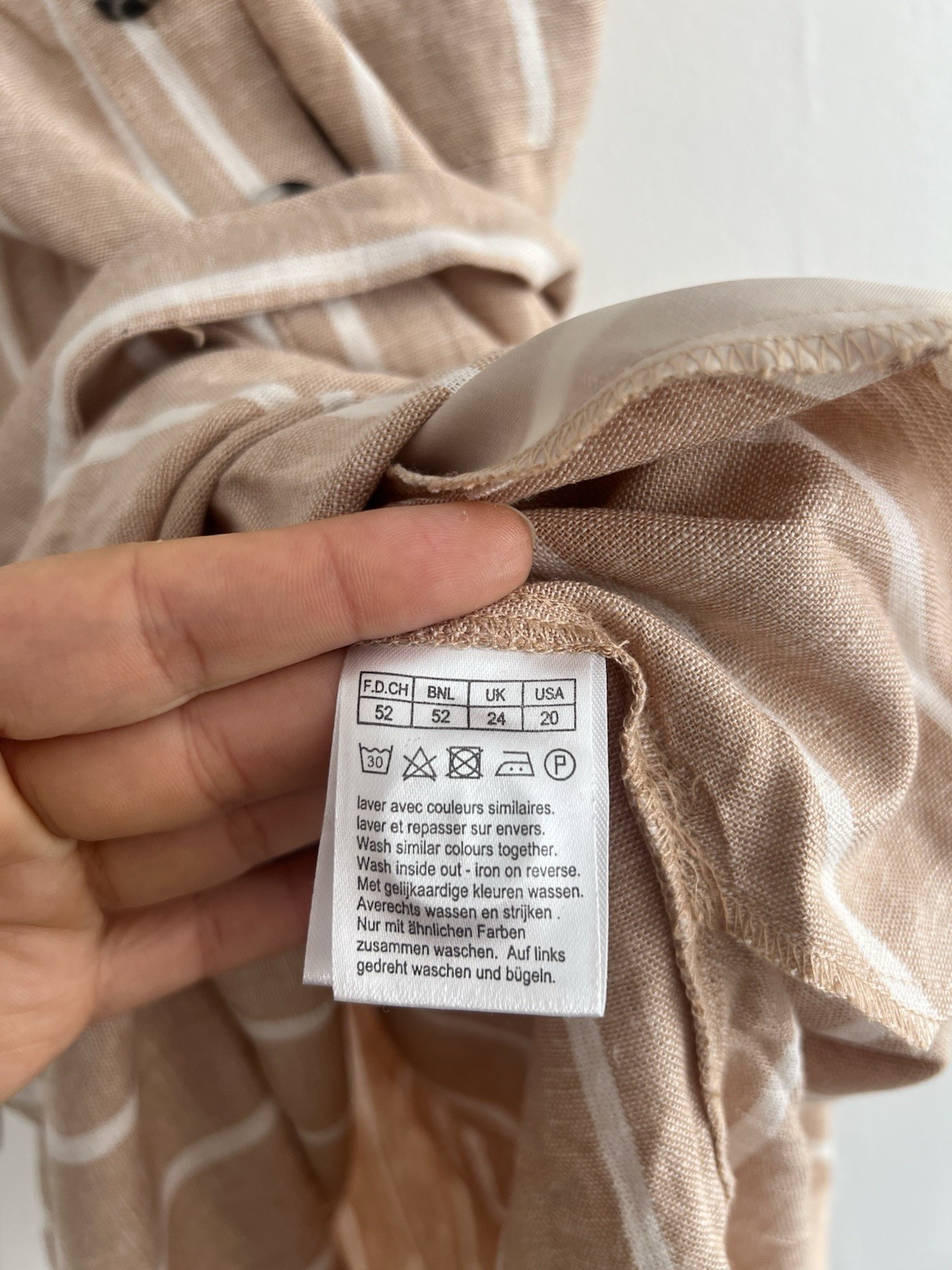 Damart Women’s Beige Striped Button Down Short Sleeve Linen Blend Dress UK 24 image 7