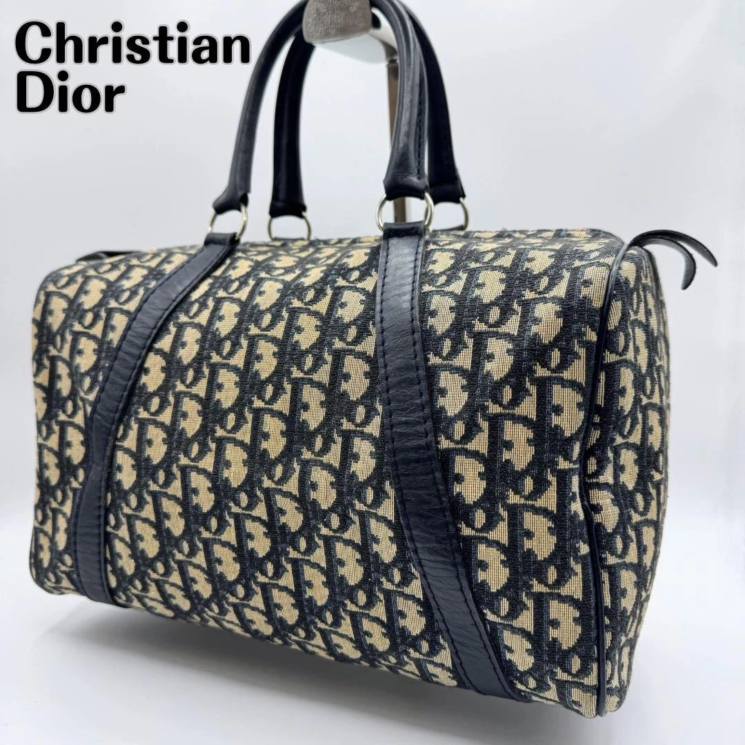 Sac à main Christian Dior trotteur oblique bleu marine