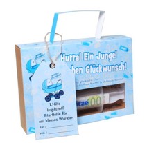 Geldgeschenk Finanz Spritze zur Geburt Junge Geldspritze Geschenkverpackung,