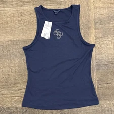 Guess W5GP57 KCV52 Navy Logo Tank Top Canotta Canottiera Donna Large