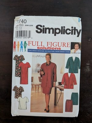 Simplicity Sewing Pattern 7740 Plus Sizes Dress Top Skirt Jacket 26-32 UC