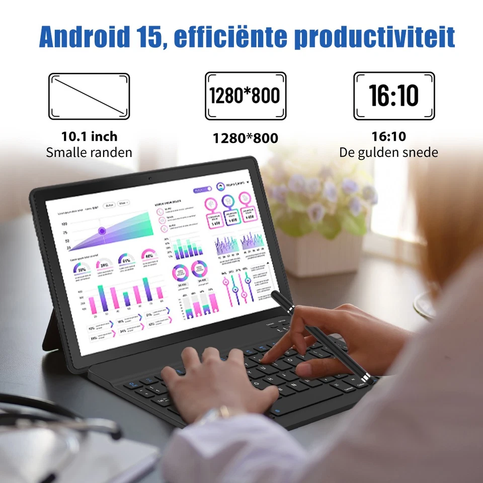 Tablet 10.1 Zoll Android 15 mit 20(3+17)GB RAM 64GB ROM Bluetooth 1080*800 WIFI - Bild 3 von 4