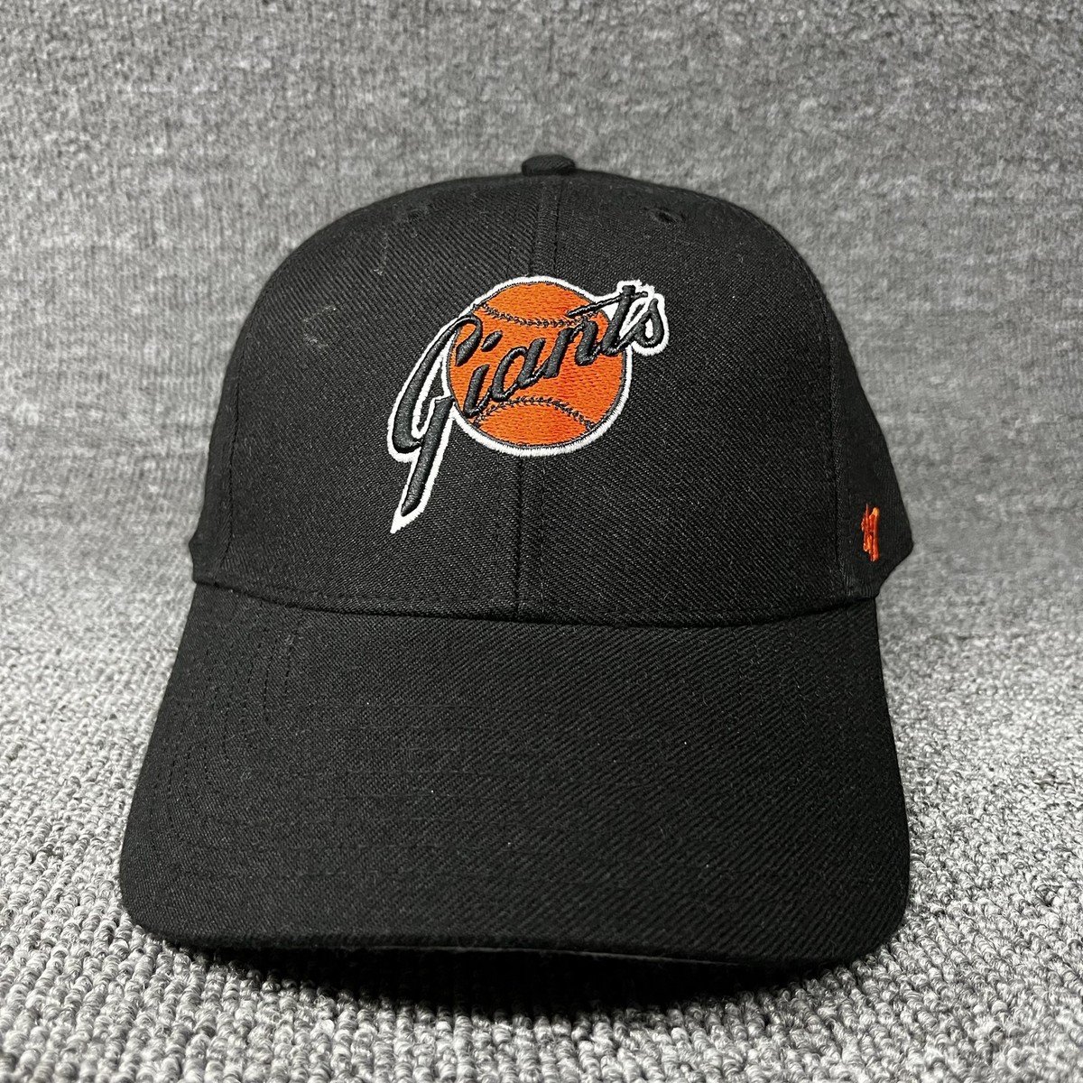 San Francisco Giants '47 Brand MVP Hat Black Orange Baseball Script Strapback