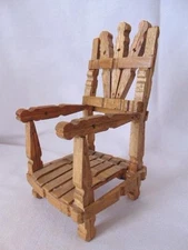 Adorable Vintage Primitive FOLK ART Hand Made CLOTHESPIN Doll Chair