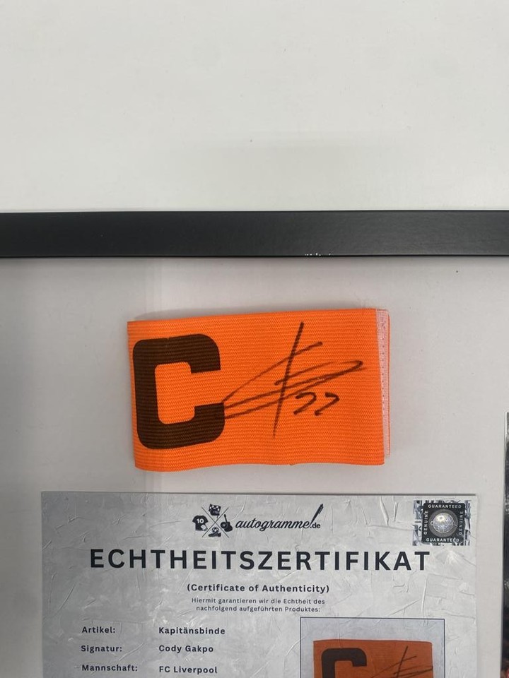 Captain's Armband Cody Gakpo Signed In Frame FC Liverpool Autograph COA ...