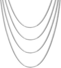 Men Women's Genuine 925 Sterling Silver 24 inch 1.2mm Round Snake Chain Necklace