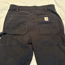 Carhartt Flex  Loose Fit Canvas Double-Knee Black Work Pants Hammer Loop  Sz 4