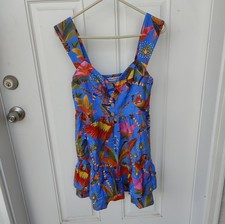 Farm Rio Dress Womens Small Blue Ocean Minidress 