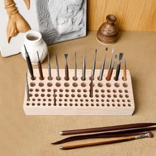Professional 98 Hole Craft Tool Holder, Wooden Carving Tool Holder Storage Rack