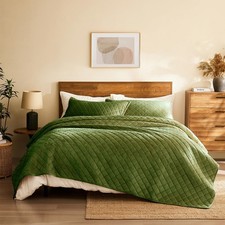 Velvet Quilt Queen Size: 3-Piece Reversible Luxury Velvet Bedding Comforter S...