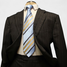 Hickey Freeman Loro Piana 2 Piece Suit 46L Gray Pinstripe Super 130s Wool